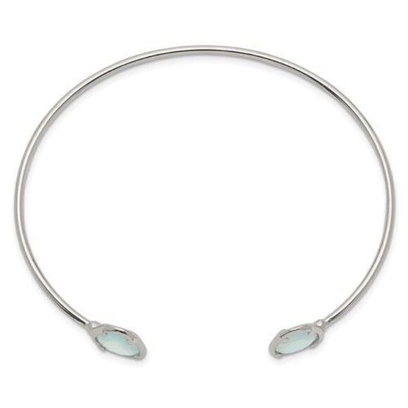 Sterling Silver Blue Chalcedony Bangle - Picture 2 of 4